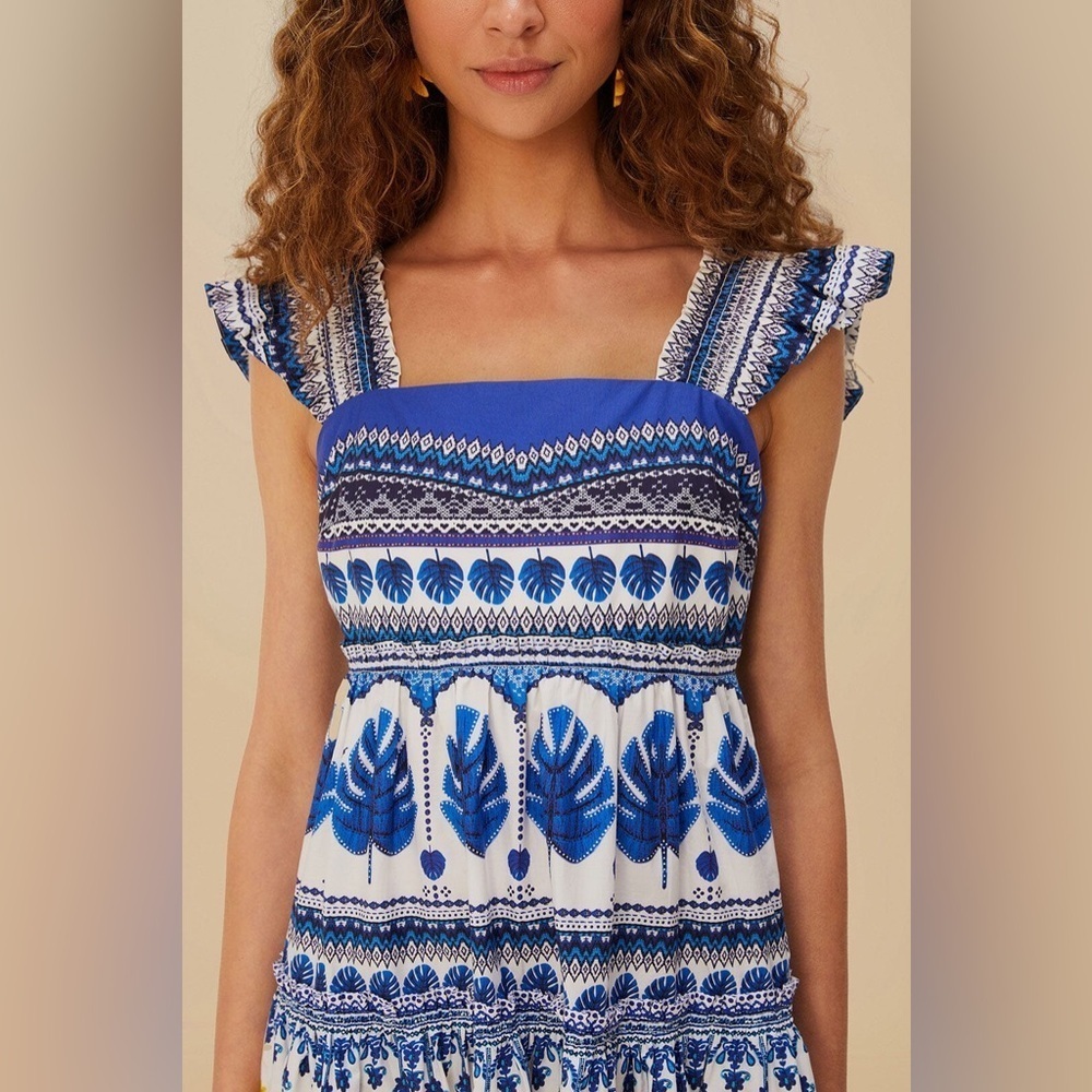 Farm Rio: Off-White Zuli Organic Cotton Mini Dress - Picture 4 of 9